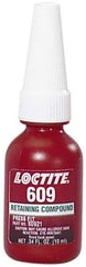 Loctite - 10 mL Bottle, Green, Medium Strength Liquid Retaining Compound - Series 609, 24 hr Full Cure Time, Heat Removal - Apex Tool & Supply