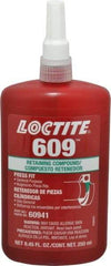 Loctite - 250 mL Bottle, Green, Medium Strength Liquid Retaining Compound - Series 609, 24 hr Full Cure Time, Heat Removal - Apex Tool & Supply