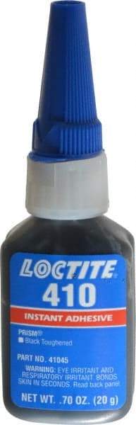 Loctite - 0.70 oz Bottle Black Instant Adhesive - Series 410, 90 sec Fixture Time, 24 hr Full Cure Time, Bonds to Metal, Plastic & Rubber - Apex Tool & Supply
