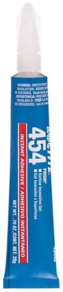 Loctite - 0.70 oz Tube Clear Instant Adhesive - Series 454, 15 sec Fixture Time, 24 hr Full Cure Time, Bonds to Plastic & Rubber - Apex Tool & Supply