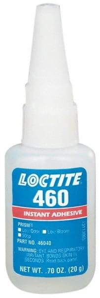 Loctite - 0.70 oz Bottle Tan Instant Adhesive - Series 460, 50 sec Fixture Time, 24 hr Full Cure Time, Bonds to Plastic & Rubber - Apex Tool & Supply
