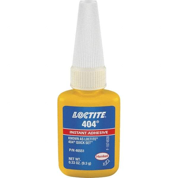 Loctite - 0.33 oz Bottle Clear Instant Adhesive - Series 404, 30 sec Fixture Time, 24 hr Full Cure Time, Bonds to Plastic & Rubber - Apex Tool & Supply