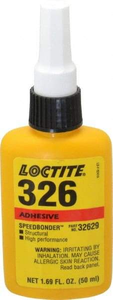 Loctite - 50 mL Bottle Structural Adhesive - 1 min Working Time, 2,200 psi Shear Strength, Series 326 - Apex Tool & Supply