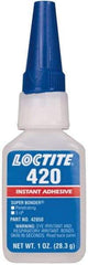Loctite - 1 oz Bottle Clear Instant Adhesive - Series 420, 20 sec Fixture Time, 24 hr Full Cure Time, Bonds to Metal, Plastic & Rubber - Apex Tool & Supply