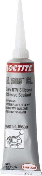 Loctite - 80 mL Tube Clear RTV Silicone Joint Sealant - 30 min Tack Free Dry Time, 24 hr Full Cure Time, Series 160 - Apex Tool & Supply