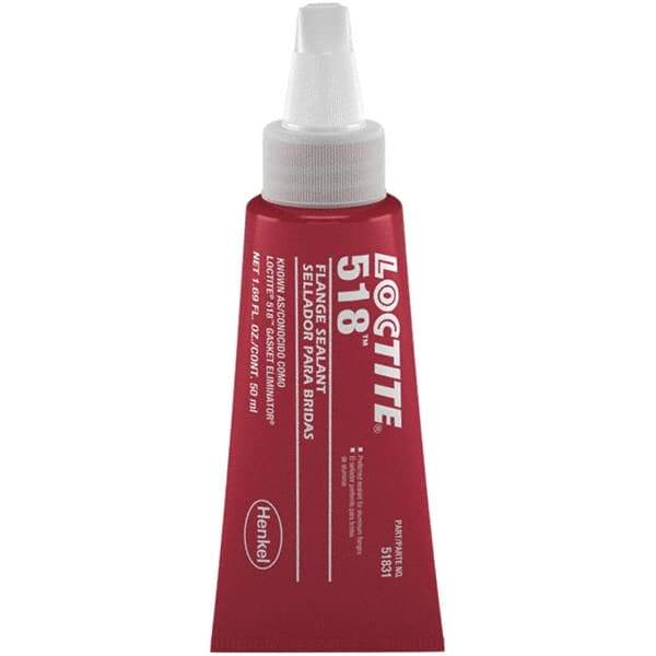 Loctite - 50 mL Tube Red Dimethacrylate Ester Joint Sealant - -65 to 300°F Operating Temp, 4 to 24 hr Full Cure Time, Series 518 - Apex Tool & Supply