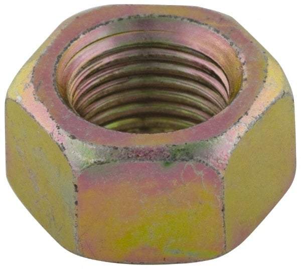 Value Collection - 3/8-16 UNC Steel Right Hand Hex Nut - 9/16" Across Flats, 21/64" High, Zinc Yellow Dichromate Finish - Apex Tool & Supply