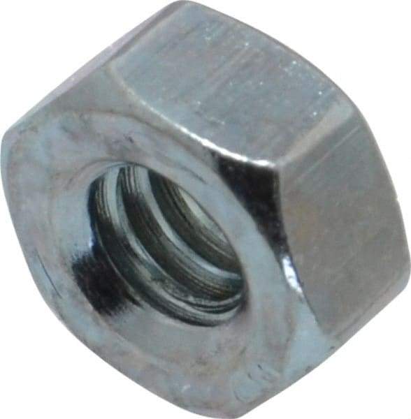 Value Collection - 1/4-20 UNC Steel Right Hand Hex Nut - 7/16" Across Flats, 7/32" High, Zinc-Plated Finish - Apex Tool & Supply