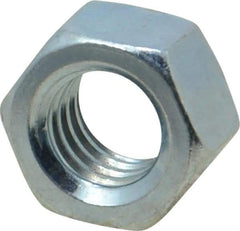 Value Collection - 3/8-16 UNC Steel Right Hand Hex Nut - 9/16" Across Flats, 21/64" High, Zinc-Plated Finish - Apex Tool & Supply