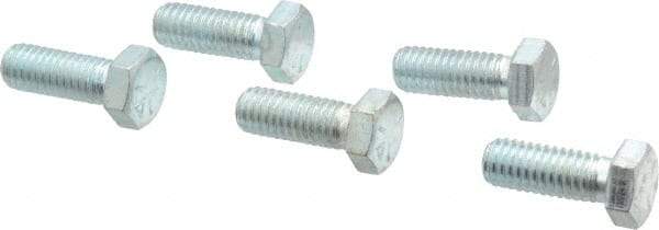 Made in USA - 3/8-16 UNC, 1" Length Under Head Hex Head Cap Screw - Fully Threaded, Grade 5 Steel, Zinc-Plated Finish, 9/16" Hex - Apex Tool & Supply