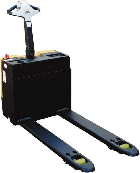 Vestil - 3,000 Lb Capacity, 7-51/64" Lift Electric Pallet Truck - 3.1" Min Lift Height, 47" Fork Length x 25" Fork Width, 28-1/2" Overall Width - Apex Tool & Supply