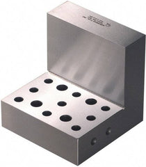 Suburban Tool - 4" Wide x 4" Deep x 4" High Steel Precision-Ground Angle Plate - Standard Plate, Machined Holes on Surface, Open End, 1-1/4" Thick, Pair of Plates - Apex Tool & Supply