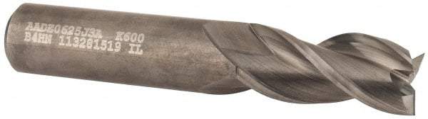 Kennametal - 5/8", 1-1/4" LOC, 5/8" Shank Diam, 3-1/2" OAL, 3 Flute, Solid Carbide Square End Mill - Single End, Uncoated, Spiral Flute, 37° Helix, Centercutting, Right Hand Cut, Right Hand Flute, Series AADE - Apex Tool & Supply