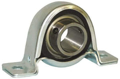 Browning - 3/4" ID, 4-1/4" OAL x 2-13/64" OAH Set Screw Locking Pillow Block - 1,444 Lb Static Cap, 2,611 Lb Dyn Cap, 3-3/8" Btw Mnt Hole Ctrs, 1-1/8" Base-to-Ctr Ht, Stamped Steel - Apex Tool & Supply