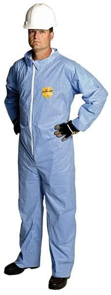 Dupont - Size XL Film Laminate General Purpose Coveralls - Blue, Zipper Closure, Open Cuffs, Open Ankles, Serged Seams - Apex Tool & Supply