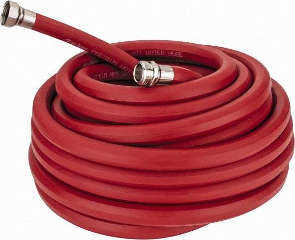 Parker - 50' Long, 3/4" Male x Female GHT, -40 to 200°F, Rubber High Temp & High Pressure Hose - 5/8" ID, Red, 125 psi - Apex Tool & Supply