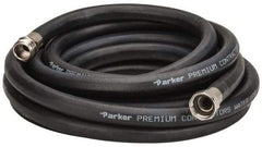 Parker - 25' Long Water Hose - 5/8" Diam, 3/4" GHT, Rubber, 125 psi, Black - Apex Tool & Supply