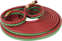Parker - 1/4" Inside x 17/32" Outside Diam, Grade T Welding Hose - Green & Red, 50' Long, Twin Style, 200 psi Working Pressure - Apex Tool & Supply