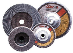 Camel Grinding Wheels - 80 Grit, 5" Disc Diam, 7/8" Center Hole, Type 29 Zirconia Alumina Flap Disc - 12,200 Max RPM, Poly Cotton Backing, Arbor Attaching System, Coated - Apex Tool & Supply