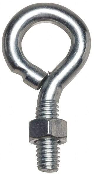 Gibraltar - 1/2-13, Zinc-Plated Finish, Steel Wire Turned Open Eye Bolt - 4" Thread Length, 1" ID x 2" OD, 6" Shank Length - Apex Tool & Supply