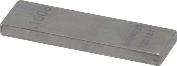 Mitutoyo - 0.1008" Rectangular Steel Gage Block - Accuracy Grade AS-1, Includes Certificate of Inspection - Apex Tool & Supply