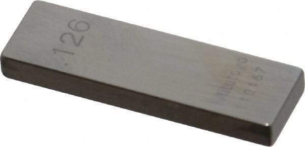 Mitutoyo - 0.126" Rectangular Steel Gage Block - Accuracy Grade AS-1, Includes Certificate of Inspection - Apex Tool & Supply