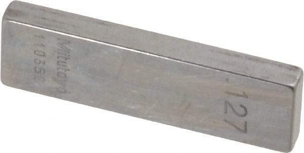 Mitutoyo - 0.127" Rectangular Steel Gage Block - Accuracy Grade AS-1, Includes Certificate of Inspection - Apex Tool & Supply