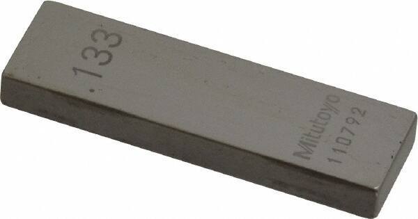 Mitutoyo - 0.133" Rectangular Steel Gage Block - Accuracy Grade AS-1, Includes Certificate of Inspection - Apex Tool & Supply