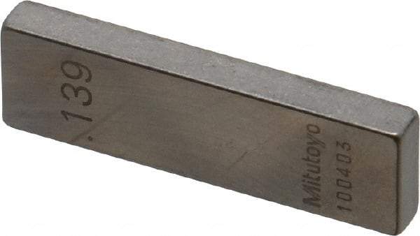 Mitutoyo - 0.139" Rectangular Steel Gage Block - Accuracy Grade AS-1, Includes Certificate of Inspection - Apex Tool & Supply