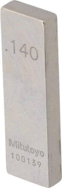 Mitutoyo - 0.14" Rectangular Steel Gage Block - Accuracy Grade AS-1, Includes Certificate of Inspection - Apex Tool & Supply