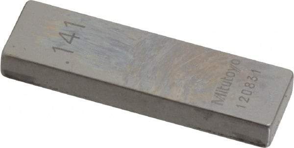 Mitutoyo - 0.141" Rectangular Steel Gage Block - Accuracy Grade AS-1, Includes Certificate of Inspection - Apex Tool & Supply