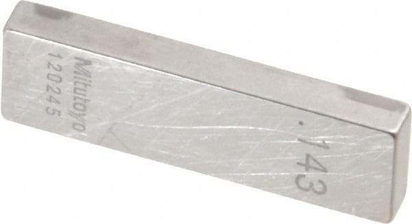 Mitutoyo - 0.143" Rectangular Steel Gage Block - Accuracy Grade AS-1, Includes Certificate of Inspection - Apex Tool & Supply