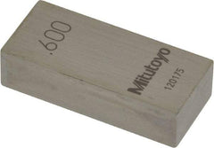 Mitutoyo - 0.6" Rectangular Steel Gage Block - Accuracy Grade AS-1, Includes Certificate of Inspection - Apex Tool & Supply