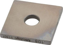 Mitutoyo - 0.108" Square Steel Gage Block - Accuracy Grade 0, Includes Certificate of Inspection - Apex Tool & Supply