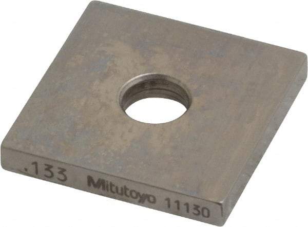 Mitutoyo - 0.133" Square Steel Gage Block - Accuracy Grade 0, Includes Certificate of Inspection - Apex Tool & Supply