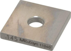 Mitutoyo - 0.145" Square Steel Gage Block - Accuracy Grade 0, Includes Certificate of Inspection - Apex Tool & Supply