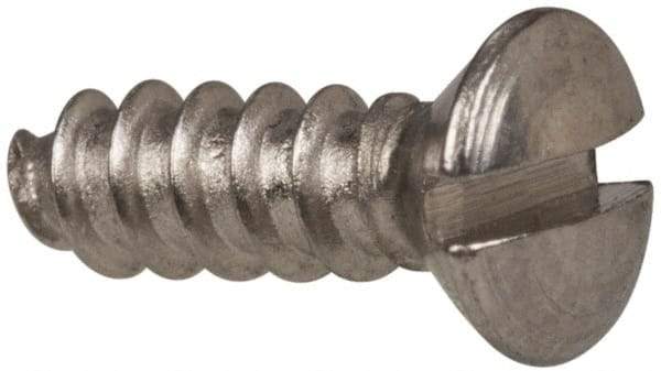 Value Collection - #4 Oval Head Slotted Sheet Metal Screw - Stainless Steel, 3/8" OAL, Grade 316 - Apex Tool & Supply