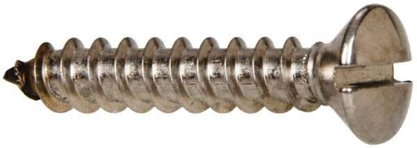 Value Collection - #12 Oval Head Slotted Sheet Metal Screw - Stainless Steel, 1-1/4" OAL, Grade 316 - Apex Tool & Supply