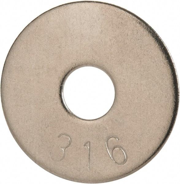 Value Collection - 1/4" Screw, Grade 316 Stainless Steel Fender Flat Washer - 1/4" ID x 1" OD, 0.06" Thick, Plain Finish - Apex Tool & Supply