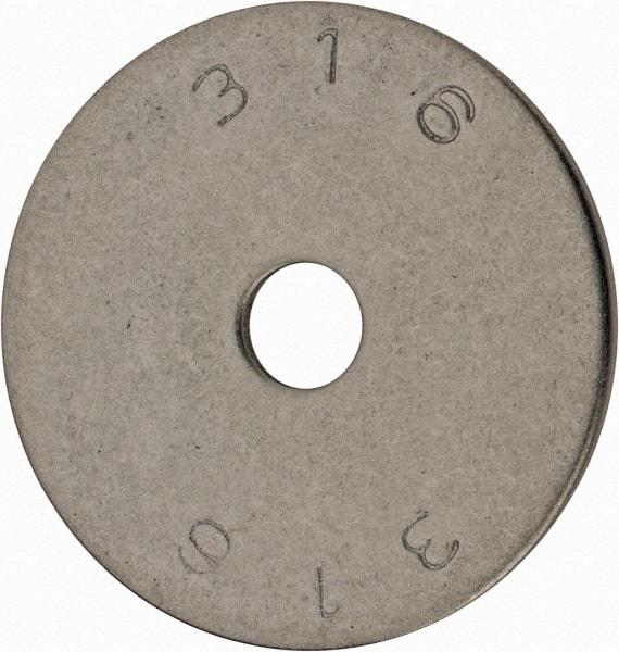 Value Collection - 1/4" Screw, Grade 18-8 Stainless Steel Fender Flat Washer - 1/4" ID x 1-1/2" OD, 0.072" Thick, Plain Finish - Apex Tool & Supply