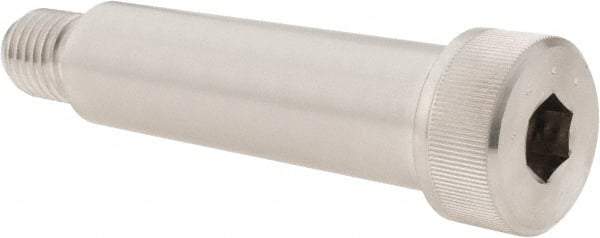 Made in USA - 1" Shoulder Diam x 3-1/2" Shoulder Length, 3/4-10 UNC, Hex Socket Shoulder Screw - 300, 18-8 Stainless Steel, Uncoated, 5/8" Head Height x 1-5/16" Head Diam - Apex Tool & Supply