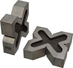 SPI - 3/4 to 2" Capacity, 90° Angle, Cast Iron 4-Way V-Block - 4" Long x 1-3/16" Wide x 4" High, Sold as Matched Pair - Apex Tool & Supply