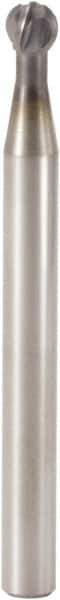 Seco - 3mm Diam, 2.3mm LOC, 4 Flute Solid Carbide Ball End Mill - MEGA-64 Finish, Single End, 60mm OAL, 3mm Shank Diam, Spiral Flute - Apex Tool & Supply