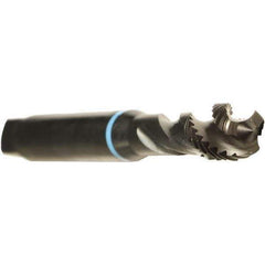 Emuge - 3/8-16 UNC 3 Flute 2B Modified Bottoming Spiral Flute Tap - Cobalt, Oxide Finish, 2-15/16" OAL, Right Hand Flute, Right Hand Thread, Series Enorm - Exact Industrial Supply
