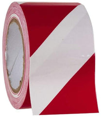 NMC - Red & White Striped Vinyl Tape - 3" Wide x 108' Long x 0.002" Thick, General Traffic - Apex Tool & Supply