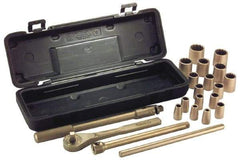 Ampco - 26 Piece 1/2" Drive Socket Set - 6 Points, 10mm to 32mm Range, Metric Measurement Standard - Apex Tool & Supply