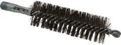 Schaefer Brush - 4-1/2" Brush Length, 1-1/2" Diam, Double Stem, Double Spiral Tube Brush - 7-1/4" Long, Stainless Steel, 1/4" NPSM Male Connection - Apex Tool & Supply