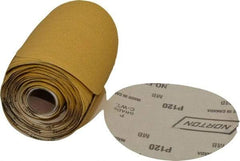 Norton - 5" Diam, 120 Grit Aluminum Oxide Adhesive PSA Disc - Medium Grade, Gold, C Weighted Backing, Flexible - Apex Tool & Supply