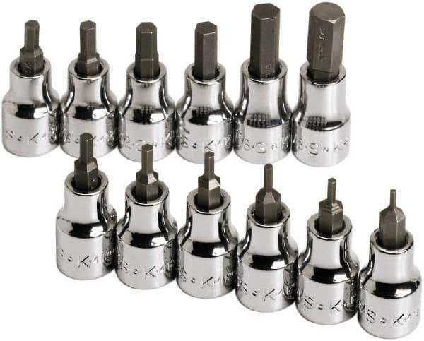 SK - 12 Piece 3/8" Drive Inch Hex Bit Socket Set - 1/16 to 3/8" Hex - Apex Tool & Supply