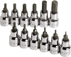 SK - 12 Piece 3/8" Drive Inch Hex Bit Socket Set - 1/16 to 3/8" Hex - Apex Tool & Supply